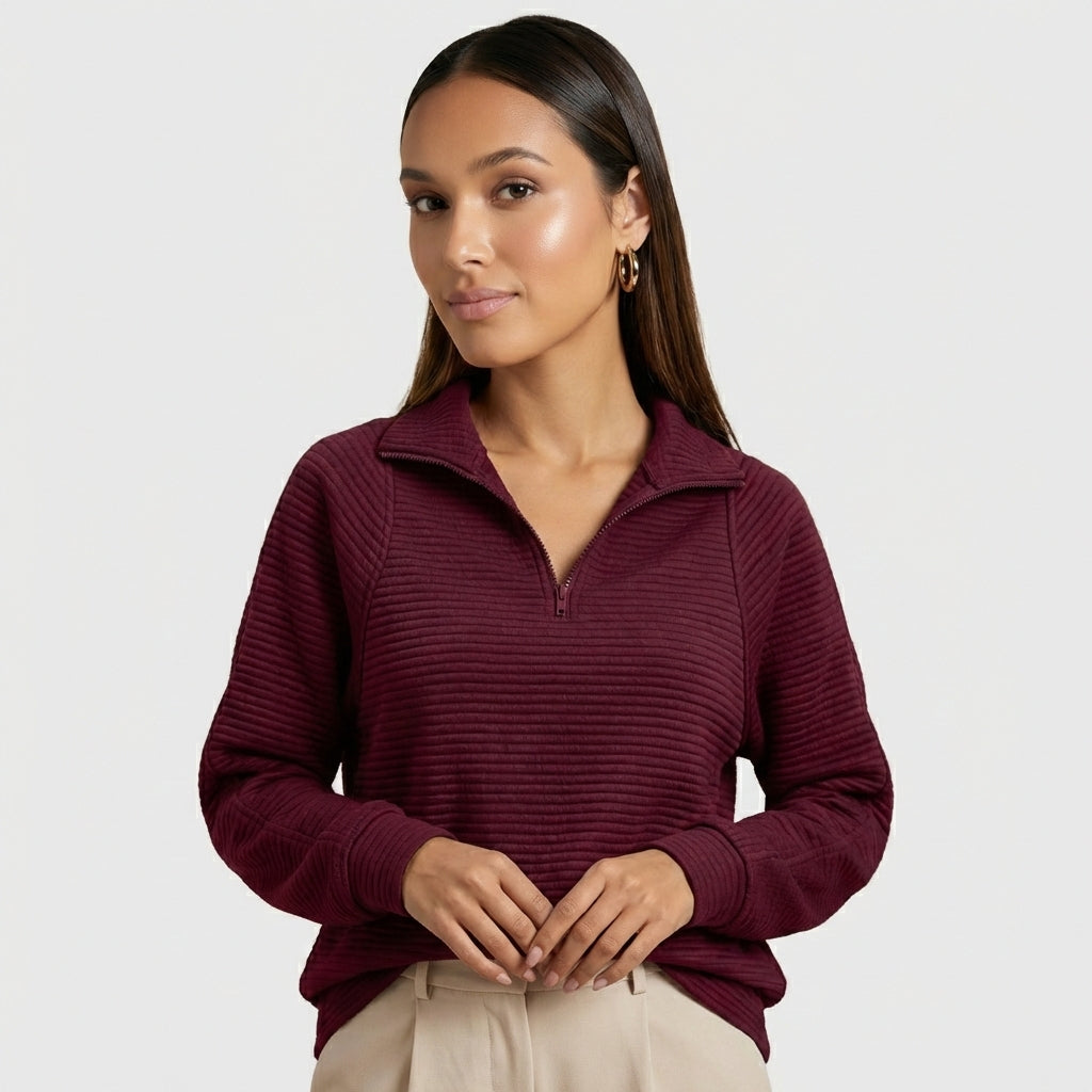 Helene | Jersey de Cuello en V con Cremallera