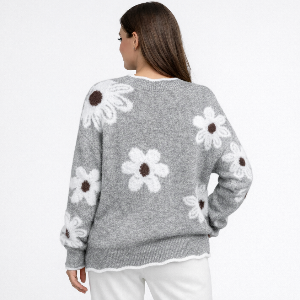 Thea | Jersey de mujer con flores blancas