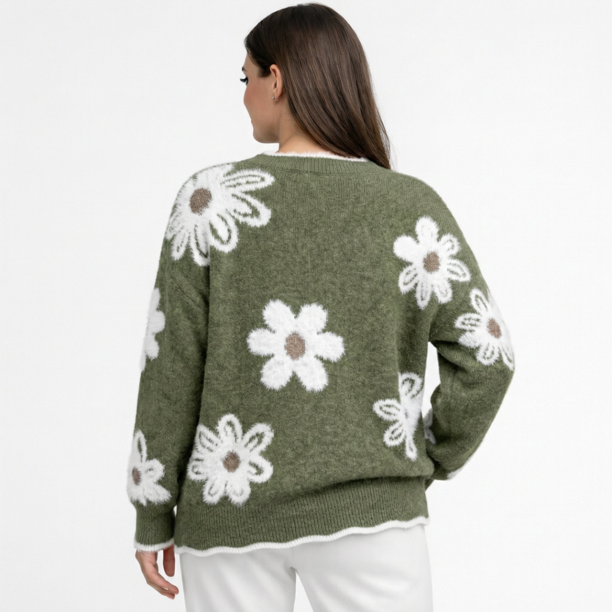 Thea | Jersey de mujer con flores blancas