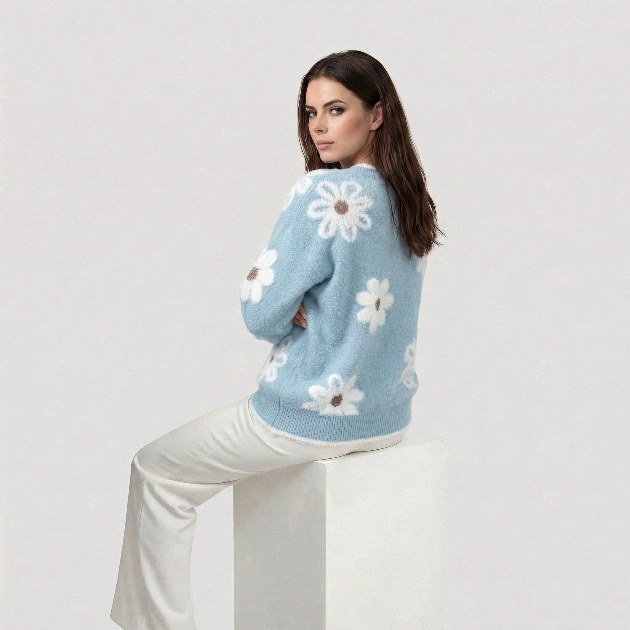 Thea | Jersey de mujer con flores blancas