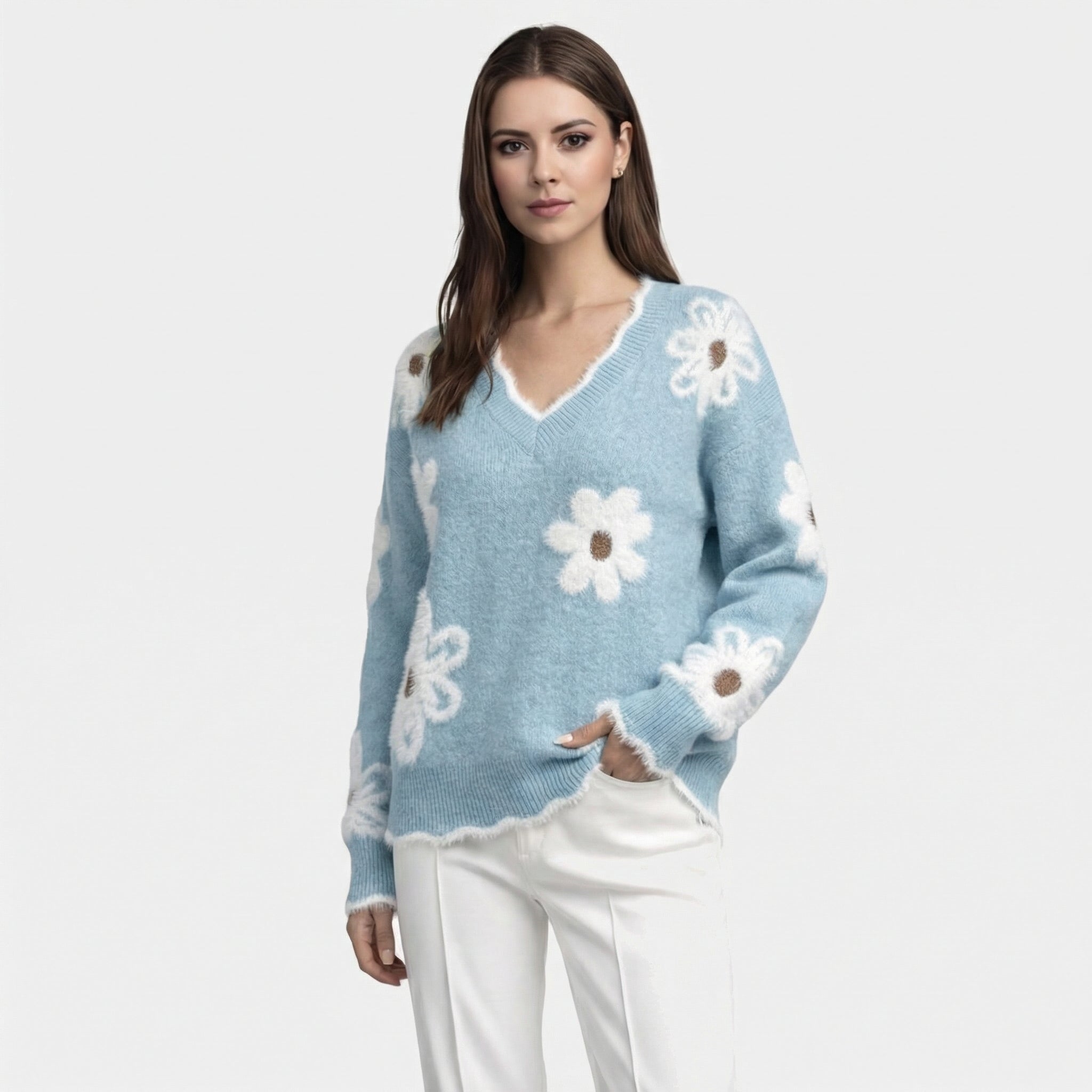 Thea | Jersey de mujer con flores blancas