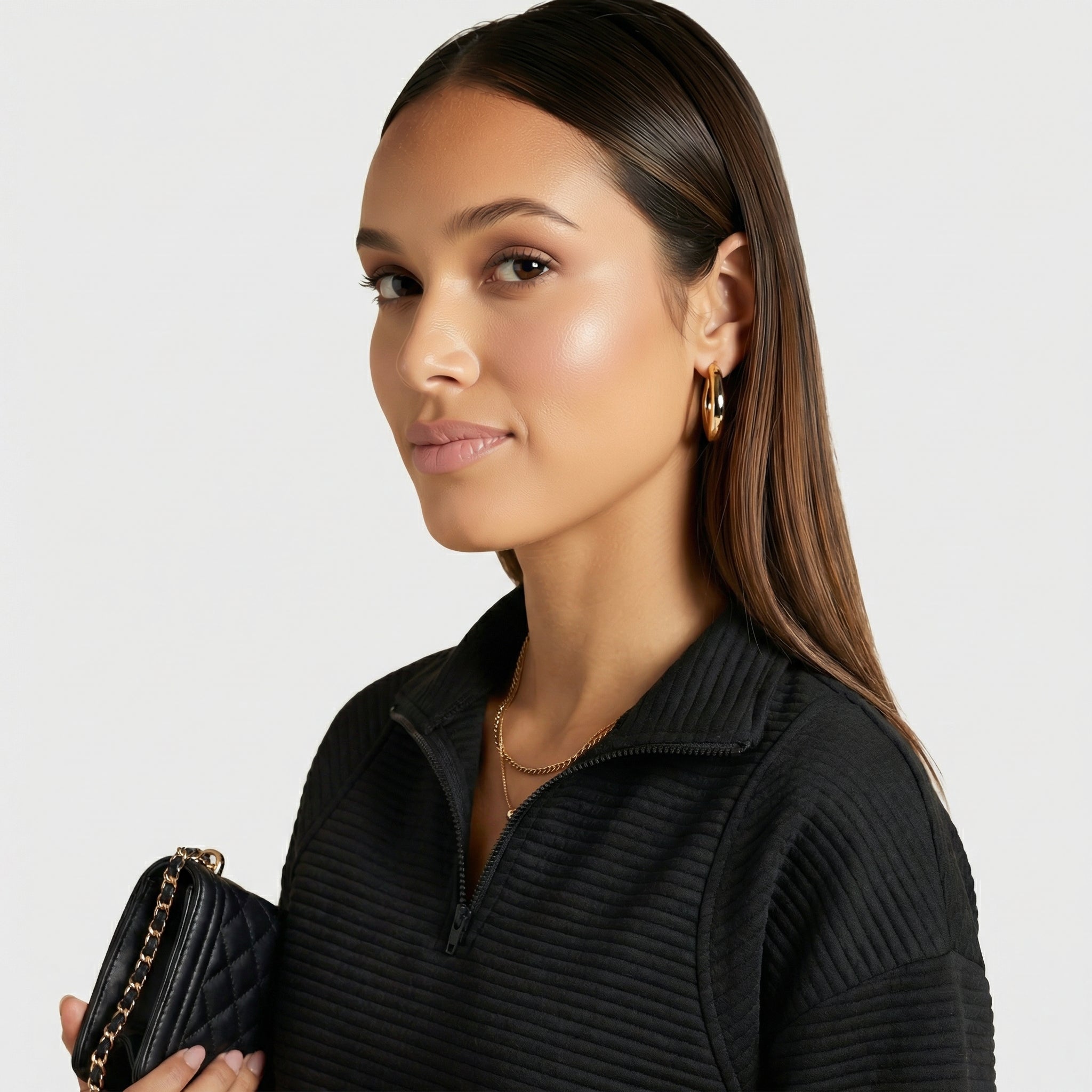 Helene | Jersey de Cuello en V con Cremallera