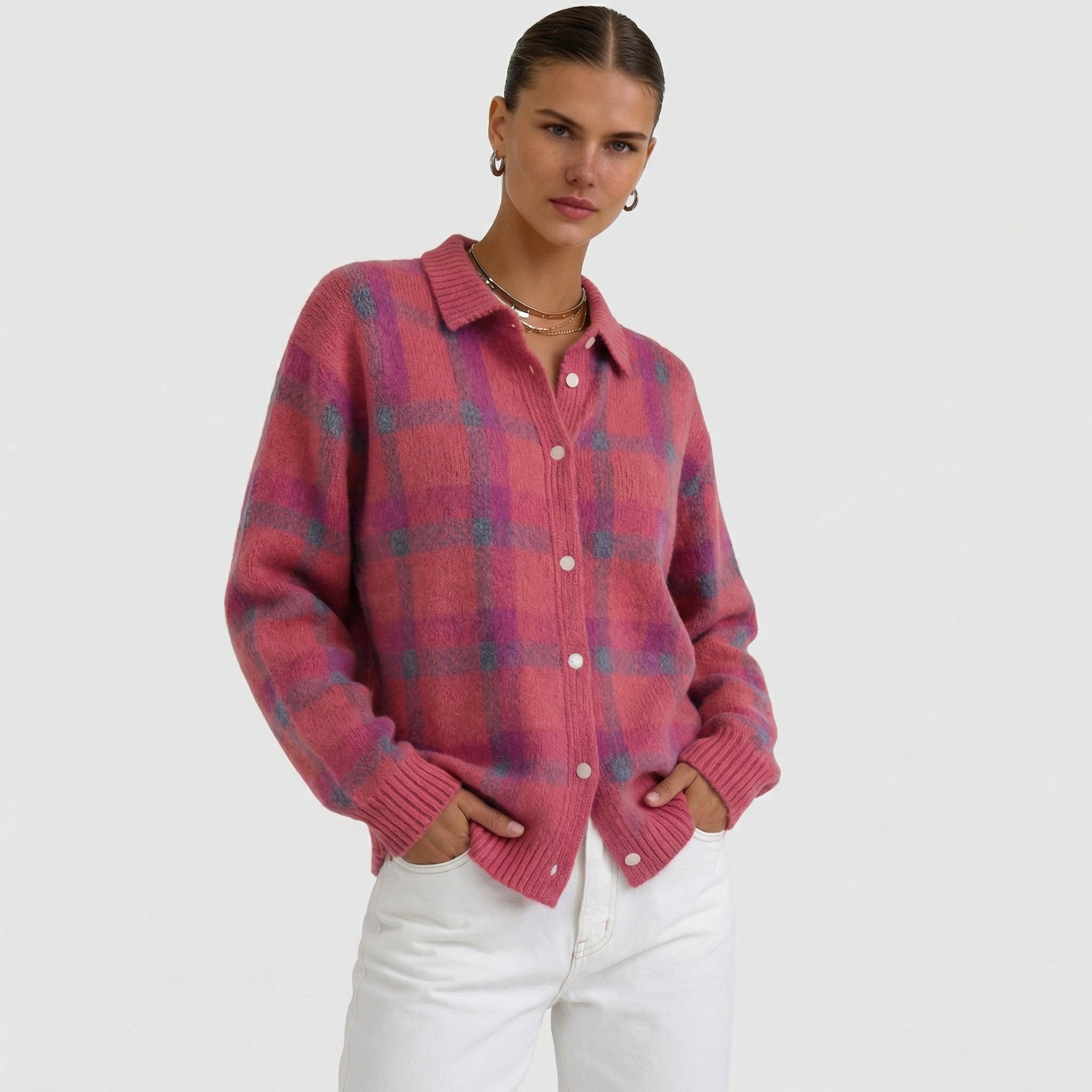 Mara | Cárdigan de punto a cuadros