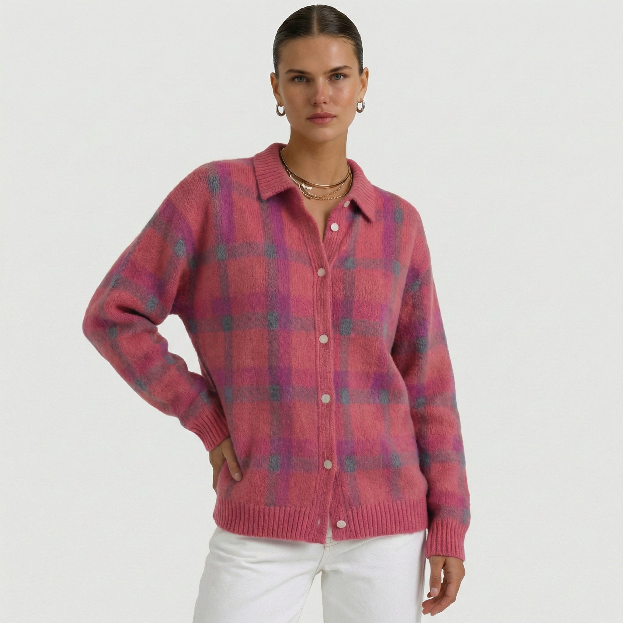 Mara | Cárdigan de punto a cuadros