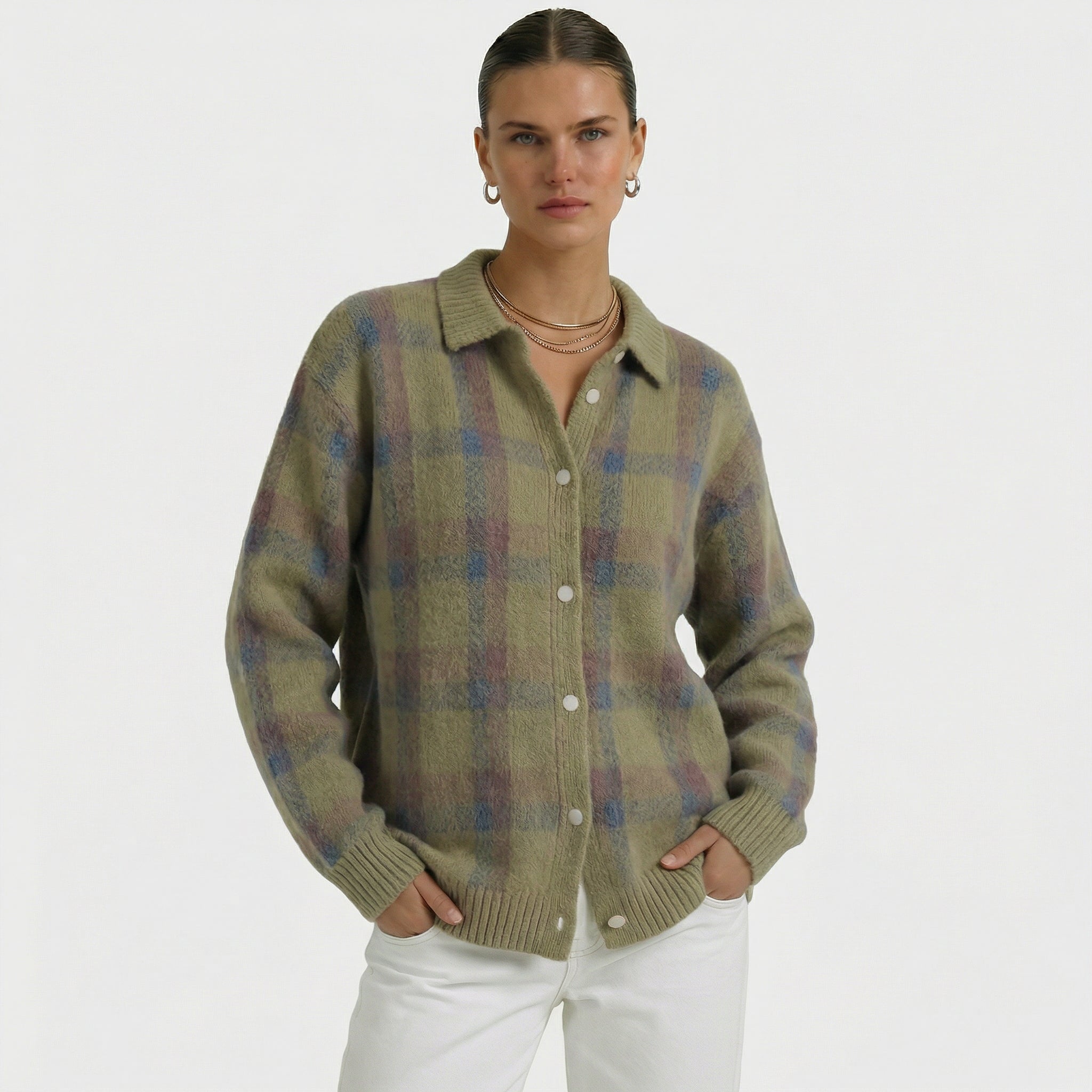 Mara | Cárdigan de punto a cuadros