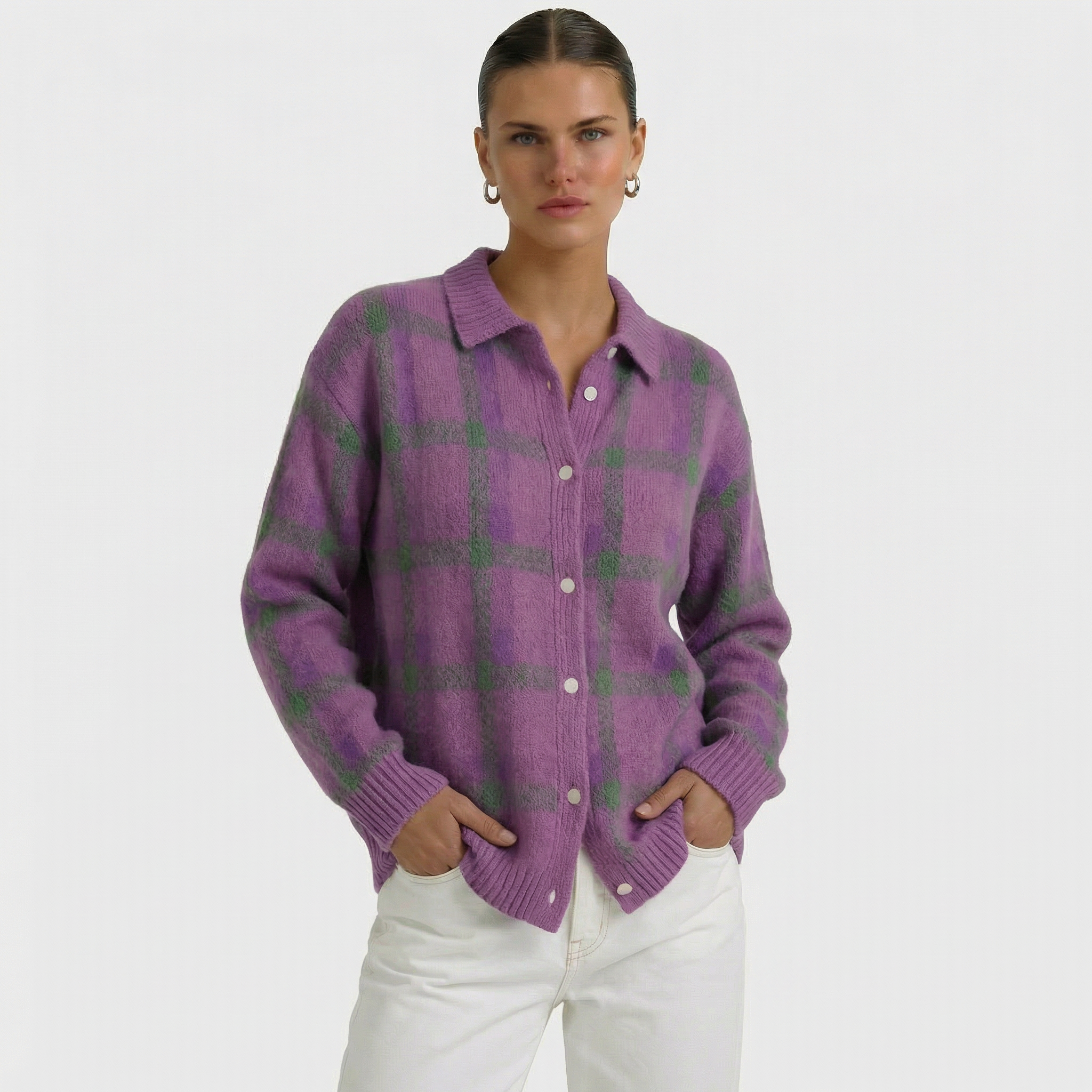 Mara | Cárdigan de punto a cuadros