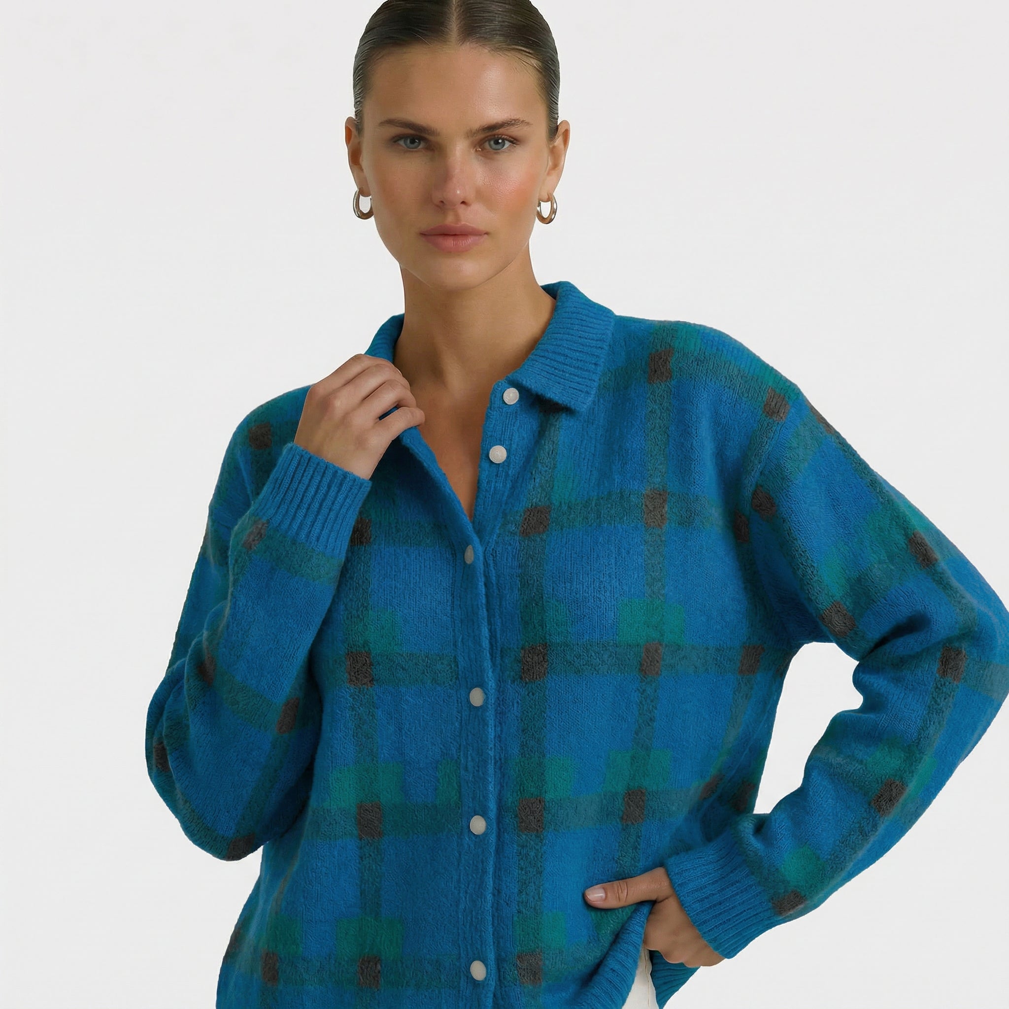 Mara | Cárdigan de punto a cuadros