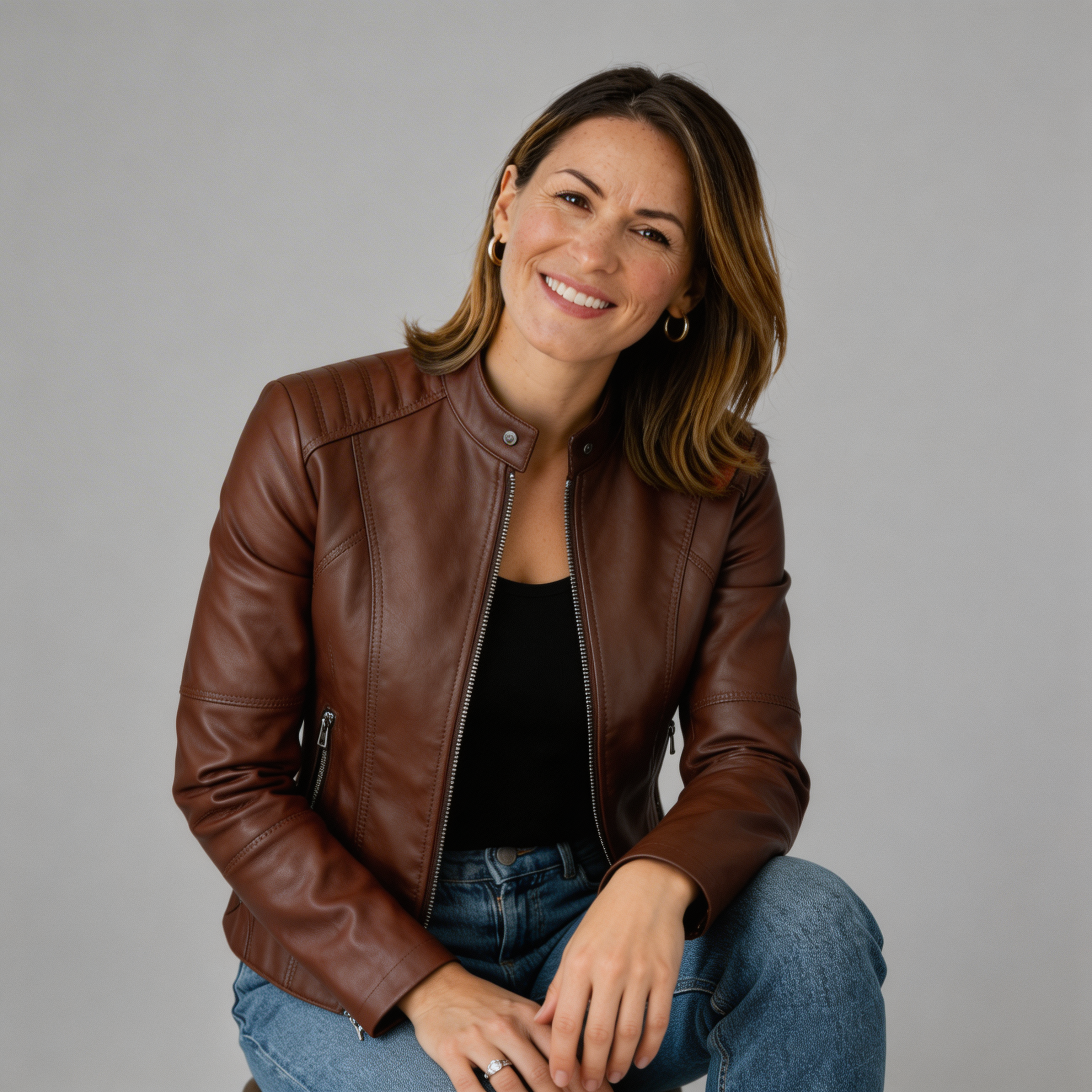 Romina | Abrigo de Cuero Casual