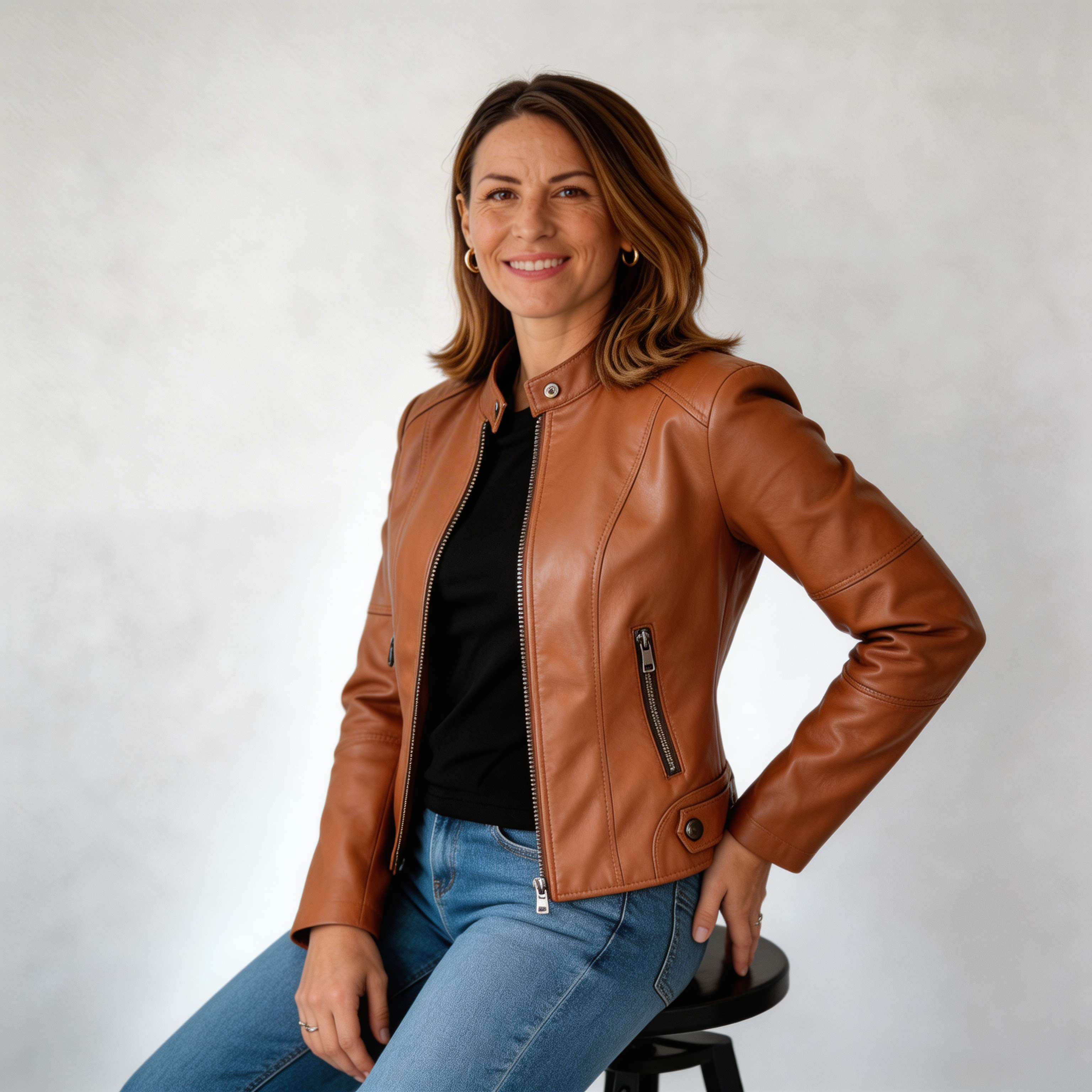 Romina | Abrigo de Cuero Casual