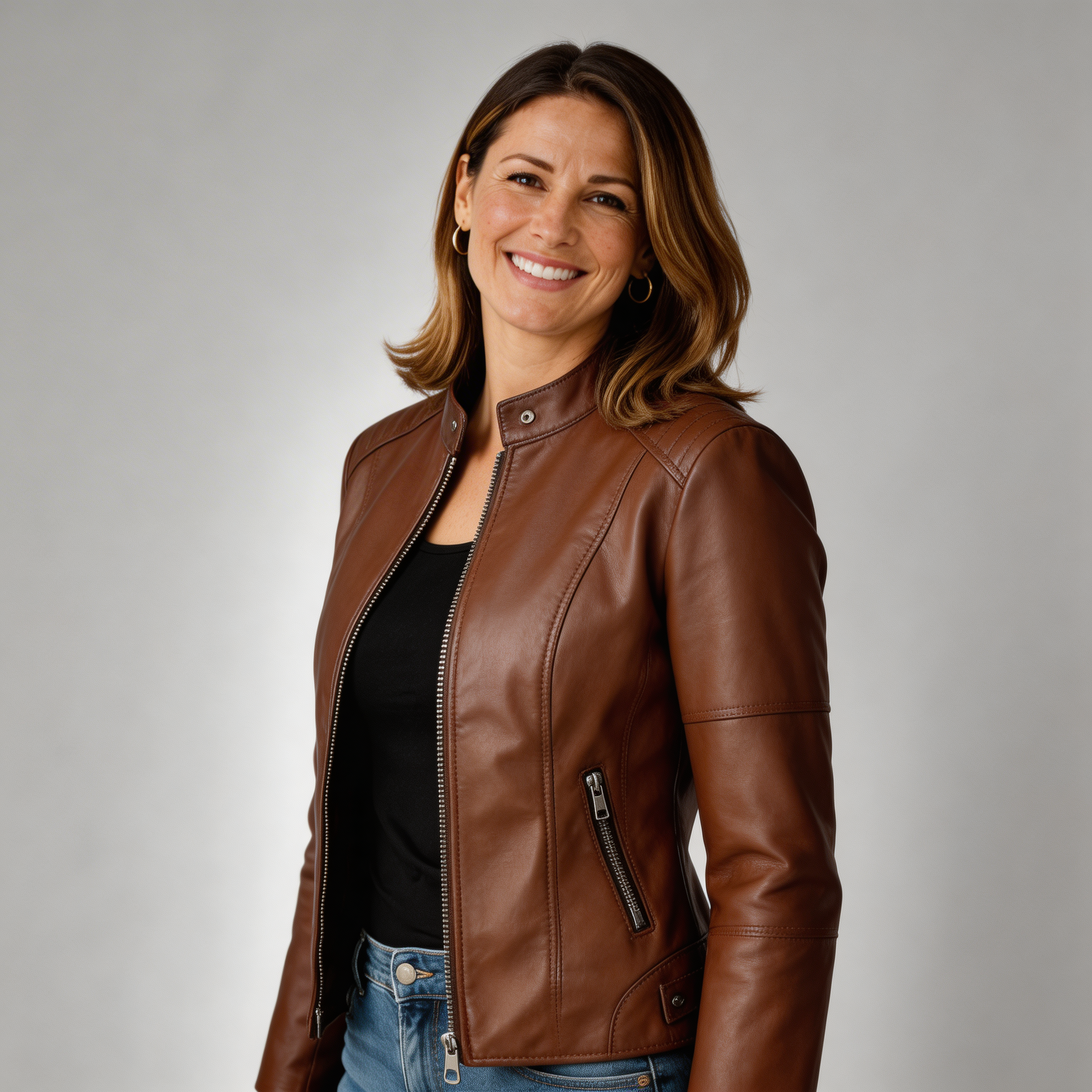 Romina | Abrigo de Cuero Casual